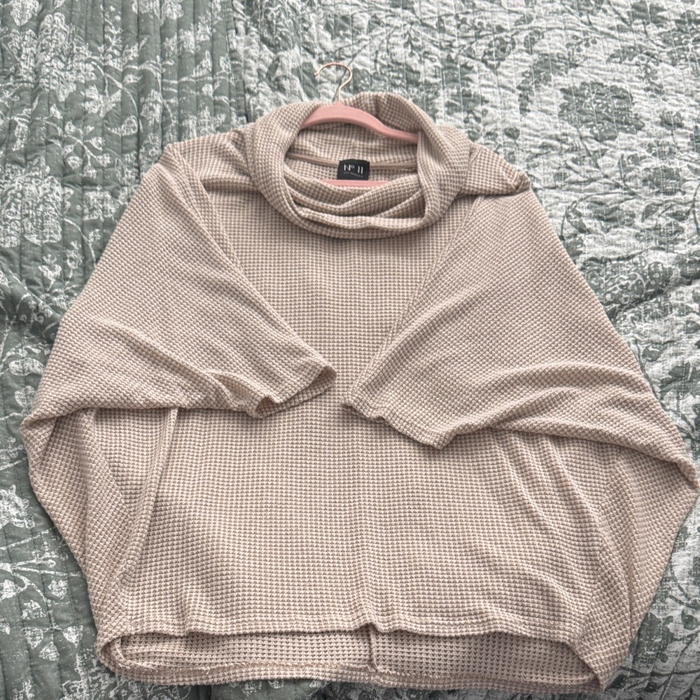 No 11 Los Angeles Cowl Neck Pink/Cream Short Sleeve Sweater